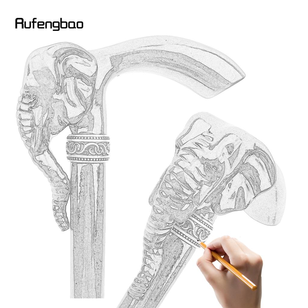 Elephant Brown Wooden Fashion Walking Stick Decorative Vampire Cospaly Party Wood Walking Cane Halloween Mace Wand Crosier 90cm