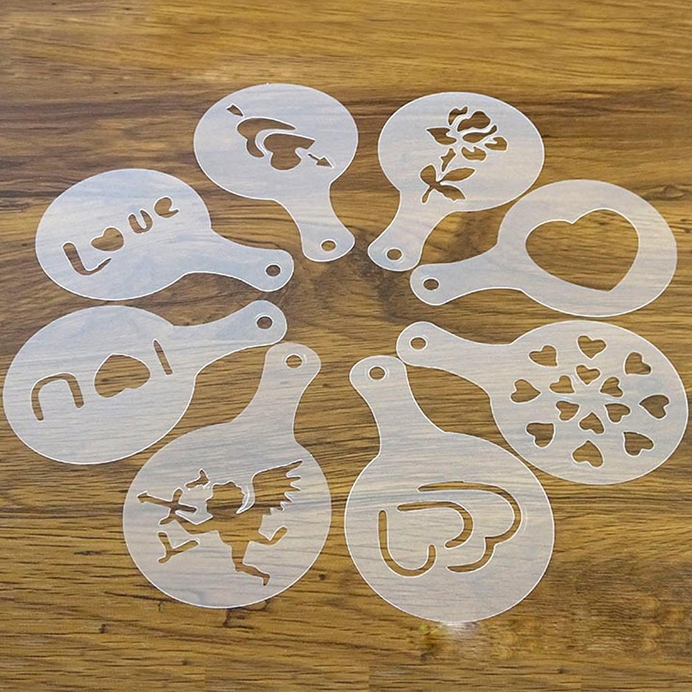 Reusable Mold Coffee Milk Cake  Cupcake Stencil Template Coffee Barista Cappuccino Template Strew Pad Duster Spray Tools 13 Type