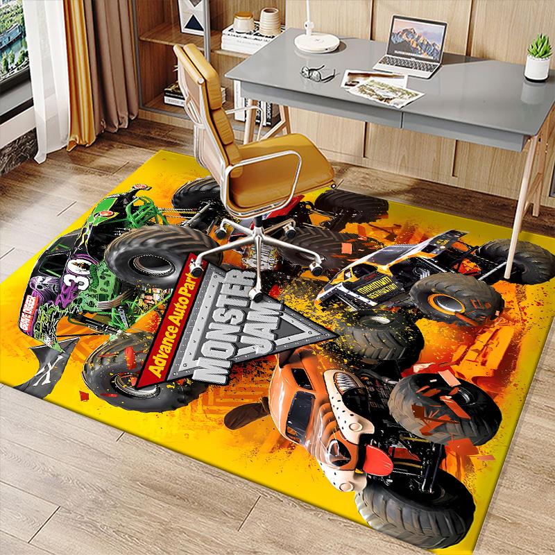 Monster Jam Printed Absorbent Washable Carpet, Non-Slip Bathroom Mats, Kitchen Rugs, Yoga Mat,Living Room Entrance, Camping Picnic Rugs
