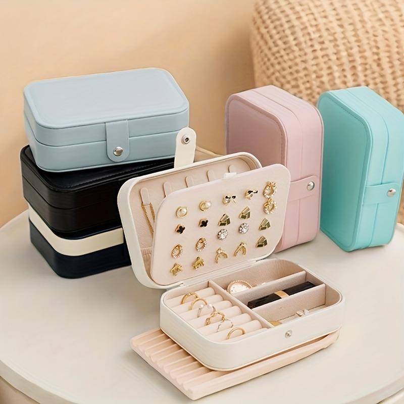 Горячая Распродажа 2024 Портативная Шкатулка Для Ювелирных Изделий Органайзер Для Ювелирных Изделий Дорожный Кейс Для Ювелирных Изделий Шкатулки Для Хранения Из Кожи На Пуговицах Застежка-Молния Ювелирные Изделия