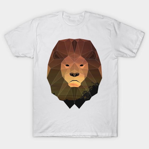 T Shirt Women Lion Low Poly Double Exposure Art Harajuku Print Kawaii Tshirt Summer Short Sleeve Female T-Shirt Top Tee