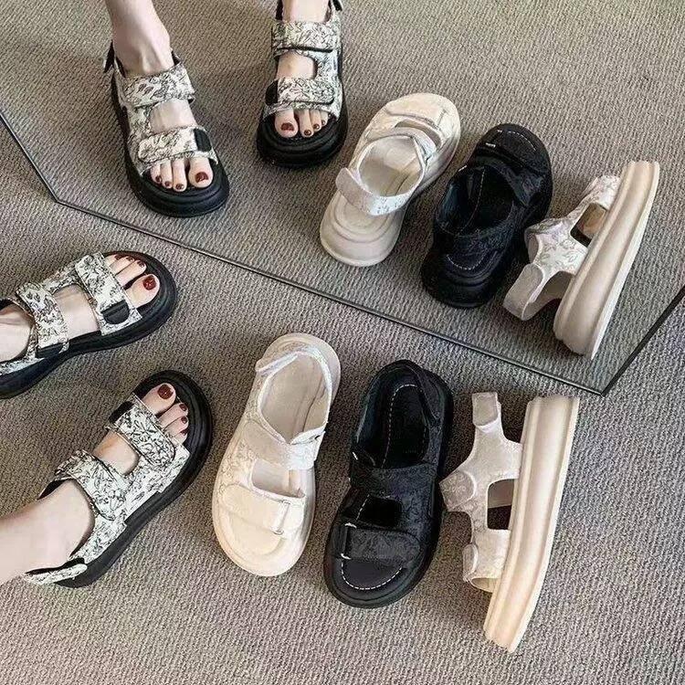 Sandals Women's Summer New Fashion Heightening Student Velcro Sandals Women's Comfortable and Versatile