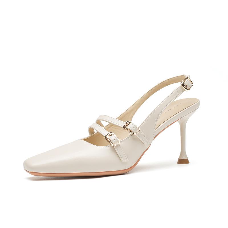 79905 [овчина] квадратный носок высокий каблук женские тонкие каблуки 2025 новая сумка пустой слово с сандалиями