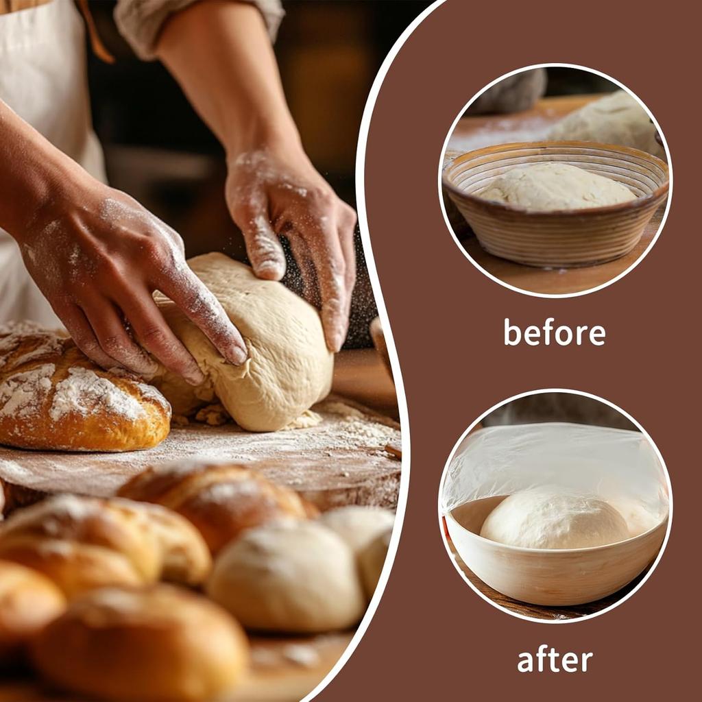 MAQIHAN Reble Bowl Covers for Bread Proofing 2pcs Eva Plastic Bowl Cover Stretch Elastic Food Storage Wrap Shower Caps Sourdough Rising Basket Dough