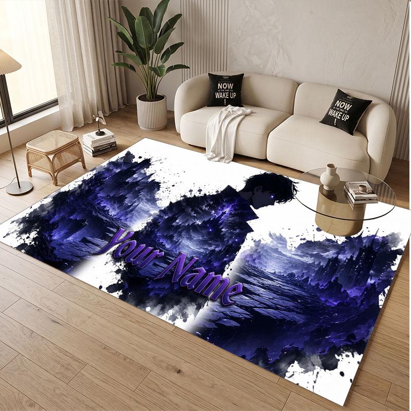 Custom Name Crystal Velvet Rug,Solo Leveling Comfortable Anti Slip Floor Mat For Room Decoration