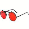 Steampunk Flip Up Men Sunglasses Vintage Men Round Metal Flip Double Lens Sun Glasses Non Polarized Glasses