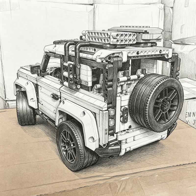2573 ШТ 1:8 Технический Защитник Внедорожник Модель Автомобиля Строительные Блоки Собираемые Кирпичики Внедорожник Транспортное Средство Образовательные Игрушки Подарок
