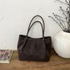 Leather Large Capacity Handbag Solid Color Shopper Underarm Bag Versatile Suede Shoulder Bag  Daily