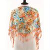 1pc Fashionable Colorful Rose Floral Print Lace Tassel Shawl Scarf, Suitable For Everyday Wear