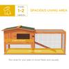 Rabbit Hutch With Run Wooden Guinea Pig Hutch Outdoor Bunny Cage Hide House With Sliding Tray Hay Rack Ramp 156 X 58 X 68cm Orange
