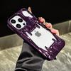 3D Tiger Tooth Hollow Dissipate Heat Phone Case For iPhone 17 16 15 Plus 14 13 12 11 Pro Max 16e Metal Purple Soft Cover