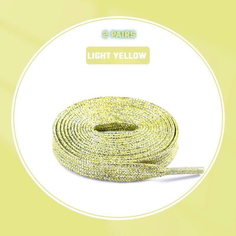 2 Pair Glitter White Shoelaces of Sneakers Colorful Shoelaces Metallic Shiny Gold Shoelace Silver Flat Shoe Laces Running Laces