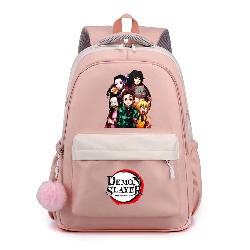 Аниме Demon Slayer, нейлоновый милый мягкий рюкзак, повседневная сумка для книг, школьная сумка для девочек, мальчиков, мужчин и женщин, дорожная сумка для отдыха Mochila