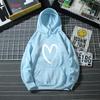 Casual Heart Print Long Sleeve Pullover Hoodie Sweatshirt Tops With Pockets Hoodies For Teen Girls