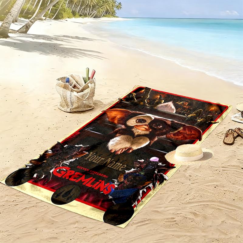 Custom NameGremlins poster Beach Towel Soft Microfiber Summer Towel Quick Dry Absorbent Towel for Beach Swimming Pool Travel