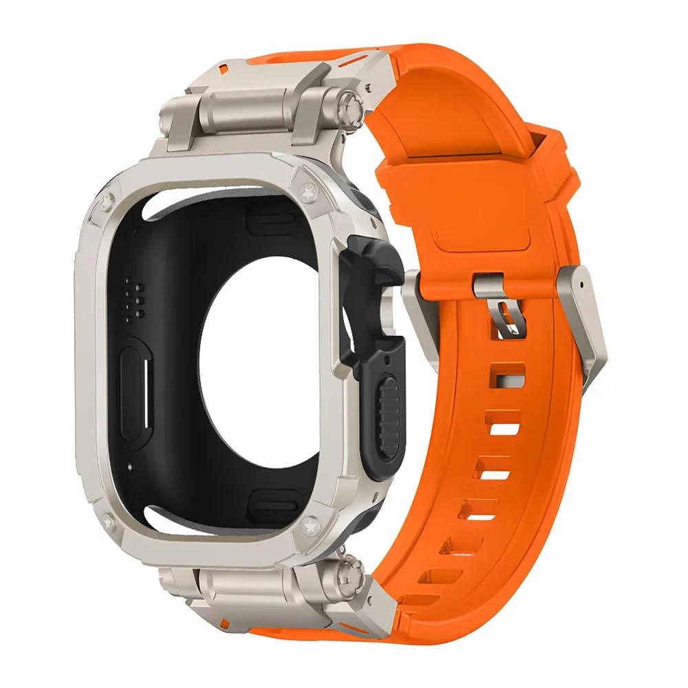 Силиконовый ремешок + чехол из ТПУ для Apple Watch Ultra2 10 46 мм 49 мм 44 мм 45 мм, защитный чехол-браслет для IWatch Series 9 8 7 6 SE