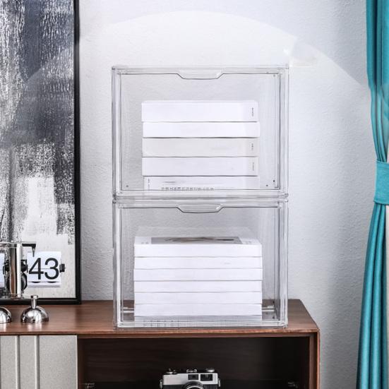 Practical Clear Space-saving Visible Desktop Storage Boxes for Purse Clutch Handbag Book Storage Box