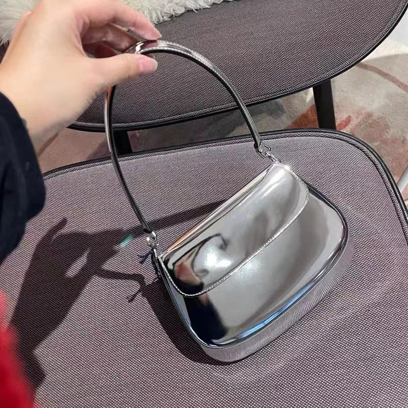 Сумки через плечо из серебристой искусственной кожи, роскошные маленькие сумки под мышкой, кошельки, женские сумки с черным клапаном и верхней ручкой, женские сумки