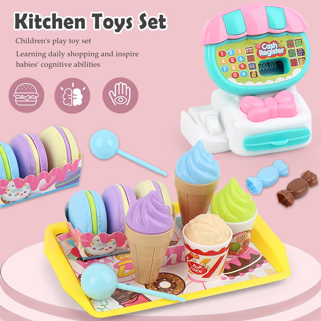 Игрушечный кассовый аппарат, игровой калькулятор, наличные, игровые деньги, мороженое, овощи, электронный калькулятор, реалистичный для детей от 3 лет