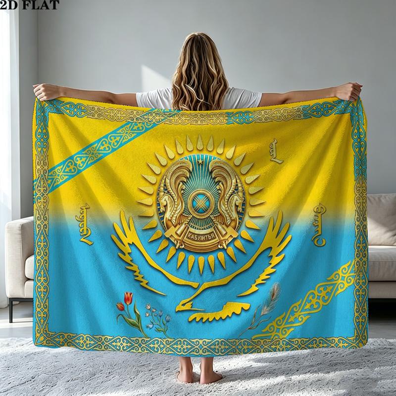 Kazakhstan Print Flannel Blanket High Quality Warm Comfortable Cover for All Seasons Perfect for Gifts Home Decor