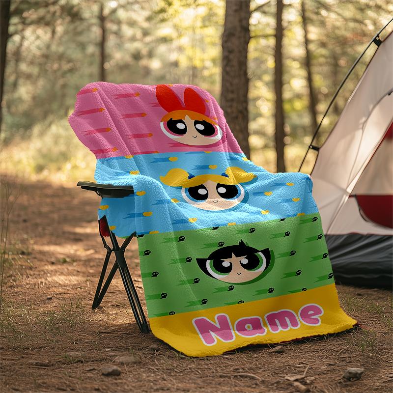 Personalized Custom Name Blanket - The Powerpuff Girls Print Design,Blanket for Sofa,Bed,Travel,Camping - Soft and Warm, Great Gift