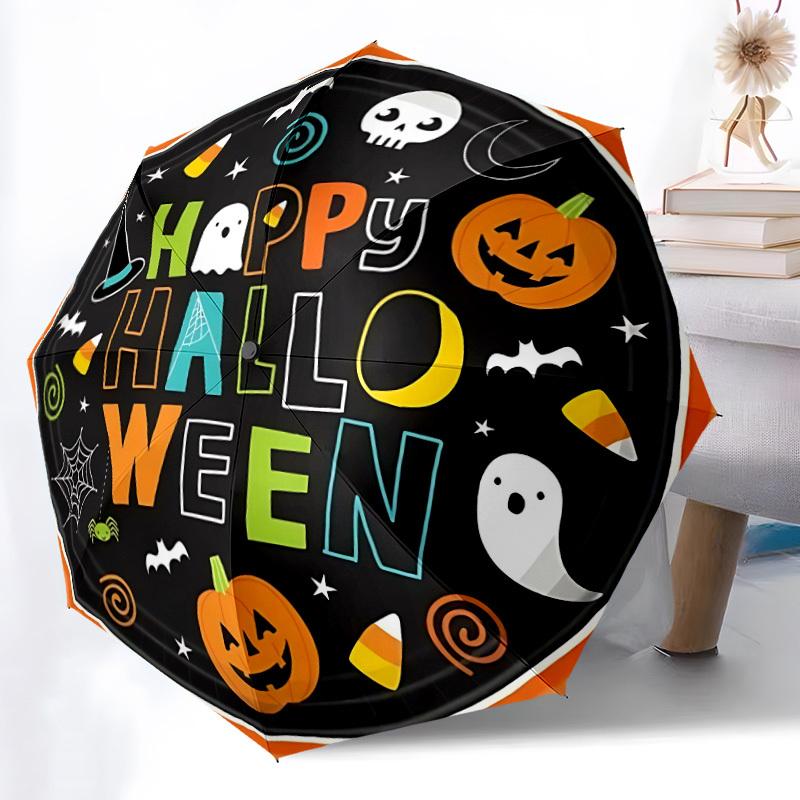 1pc Halloween Party Auto-Fold Umbrella with One-Touch Open/Close - 8 Reinforced Ribs for Windproof Stability, yy251118151