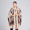 Winter Woman's Shawl Cape Jacket Fur Collar Hooded Shawl Tweed Jacket Large Size Cardigan