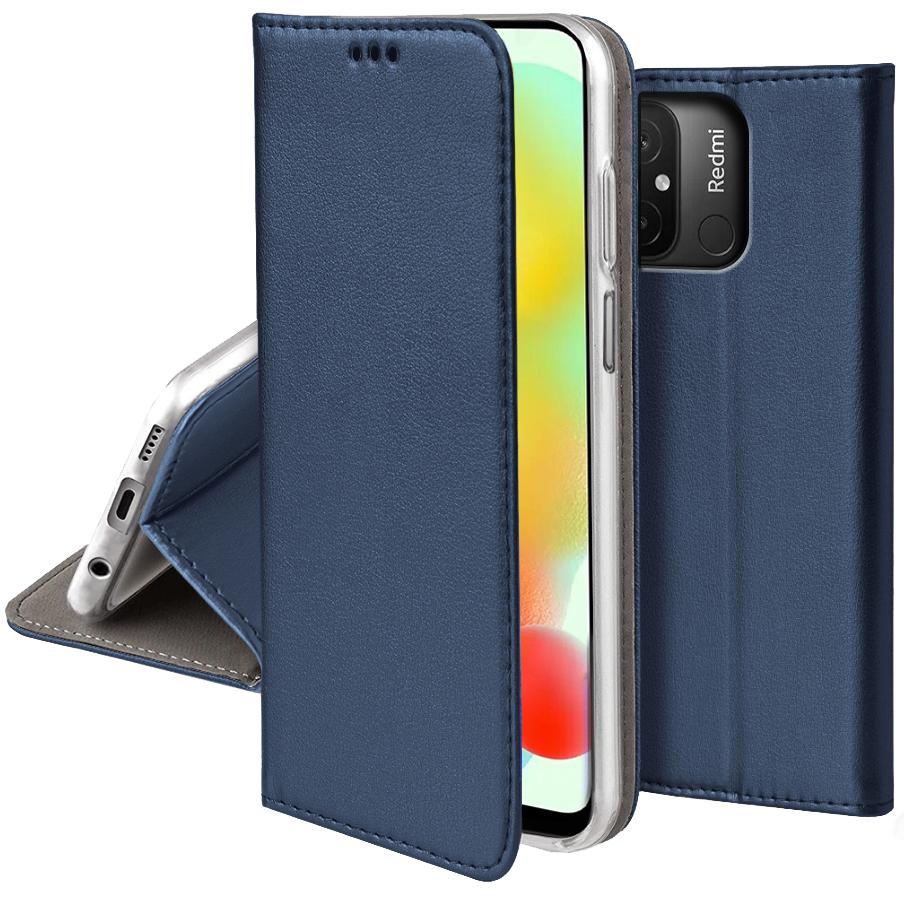 Case for Xiaomi Redmi 12C/Redmi 11a SMART MAGNETIC BOOK CASE NAVY BLUE + Glass