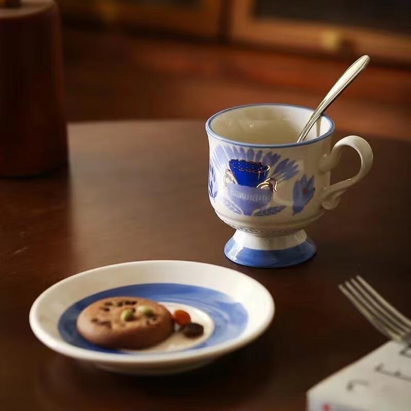 Керамический набор из чашки и блюдца для кофе, ручная роспись