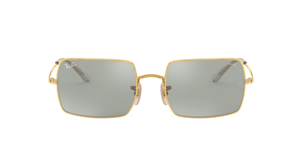 RB1969 Rectangle Shiny Gold with Photo Gray Mirror Gray Lens Ray-Ban
