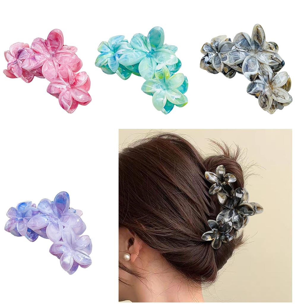 Элегантный мраморный зажим-краб для волос с франжипани, многоцветный вариант, практичный полимерный аксессуар для волос на каждый день