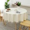 Decorative Tablecloth Solid Color Stain Resistant Washable Easy Care Dining Table Mat Round Tablecloth Ornament
