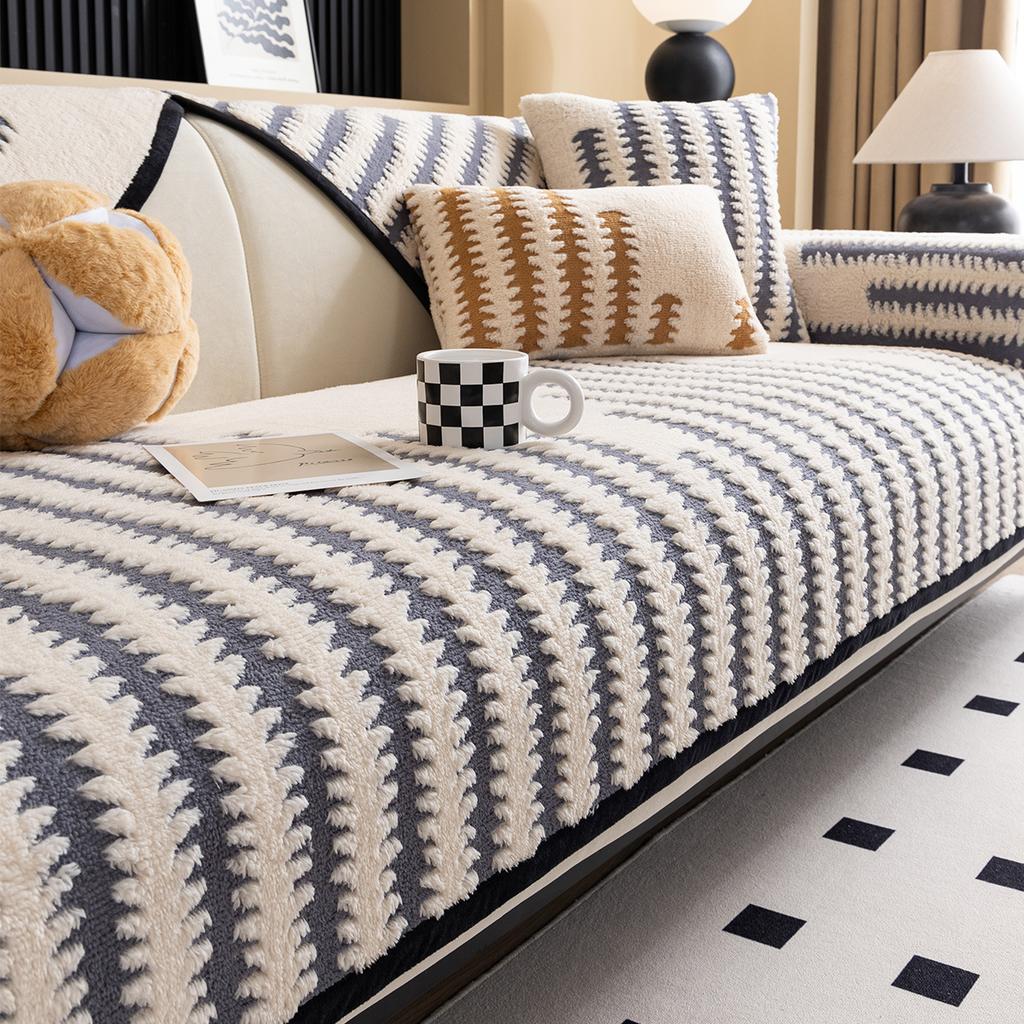 Premium Plush Sofa Cushion Autumn And Winter  New Winter Thickened Straight Row Sofa Seat Cushion Non-Slip Cover Cover Cloth