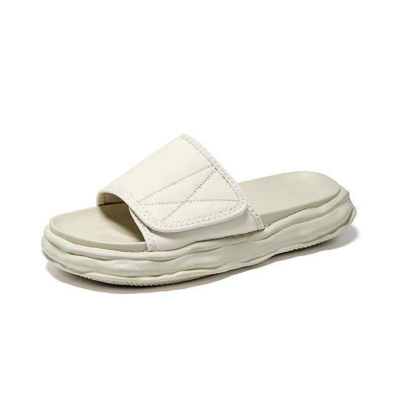 Сандалии мужские 2025 новые кожаные на толстой подошве пляжные летние нескользящие и износостойкие двойные классные тапочки 4887-R