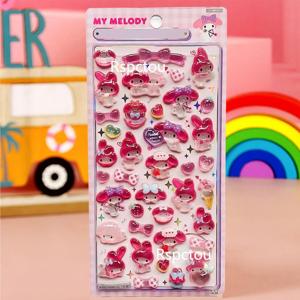 Cute Sanrio 3D Relief Stickers Aesthetic Kuromi Cinnamoroll My Melody Jelly Sticker Kawaii Decoration Bubble Decals Toys Gifts