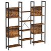 Bookcase, Shelves with 14 Storage Shelves, Metal Frame, Living Room, Study, Office, Industrial Style, 158 X 24 X 166 Cm, Rustic