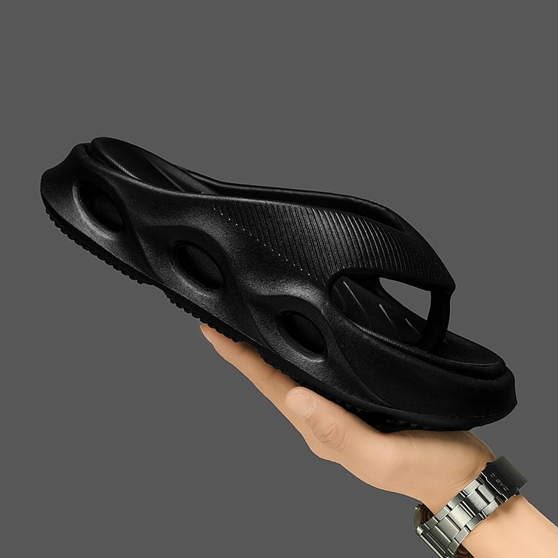 Summer Outdoor Flip Flops Men's EVA Flat Bottomed Seaside Hiking Hollow Breathable New Casual Walking Slippers
