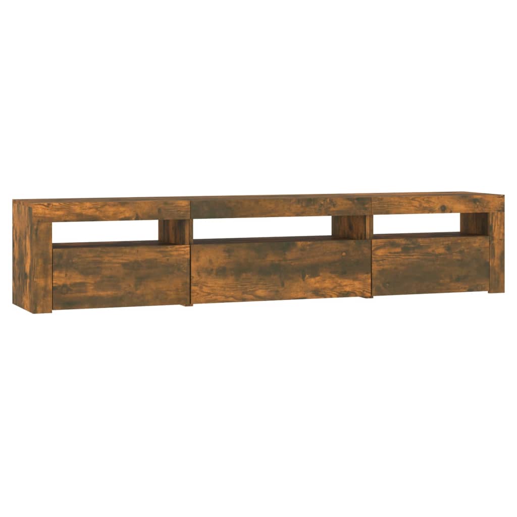 Vidaxl Szafka Pod Tv Z Oświetleniem Led, Przydymiony Dąb, 195X35X40 Cm