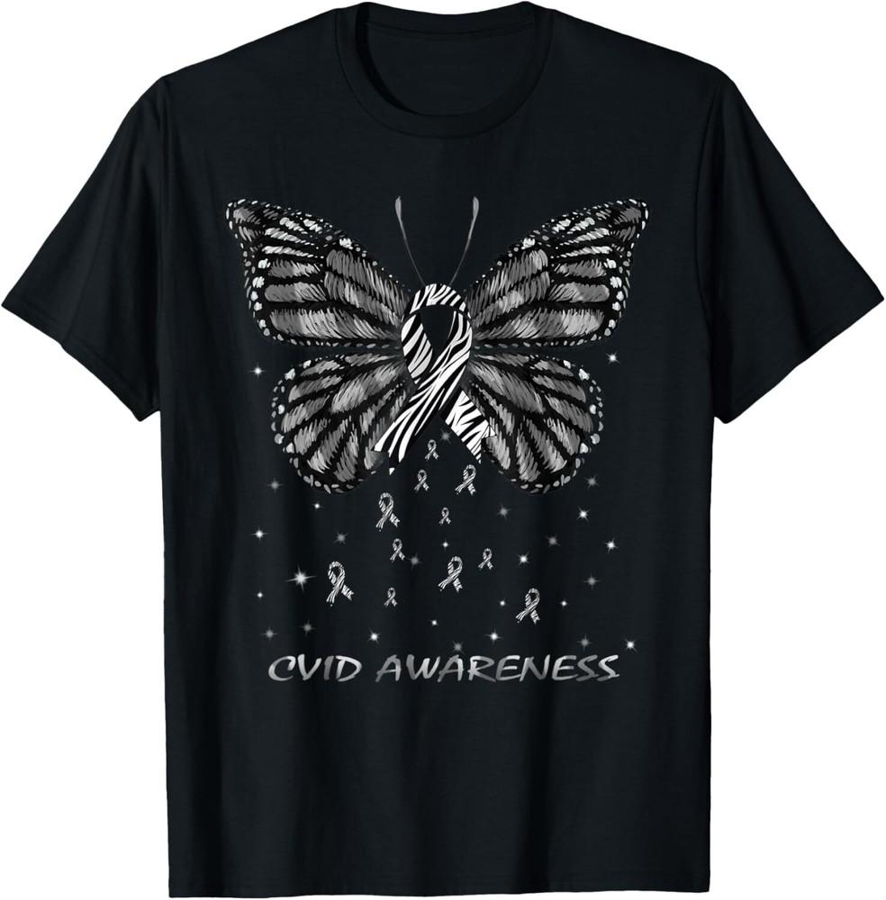 Butterfly Zebra Ribbon CVID Awareness T-shirt