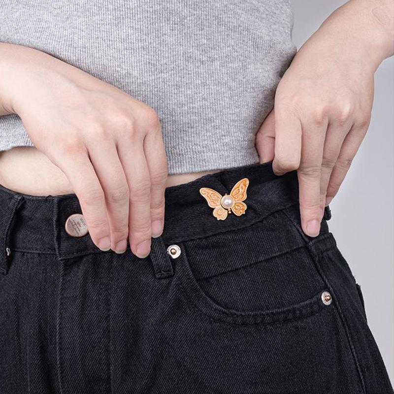 Exquisite Luxury Butterfly Adjustable Tightener Waist Buckle Jeans No Sewing Required Waist Button Detachable Waist Buckle