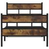 Metal Bed Frame without Mattress Smoked Oak Finish 75 x 190 cm