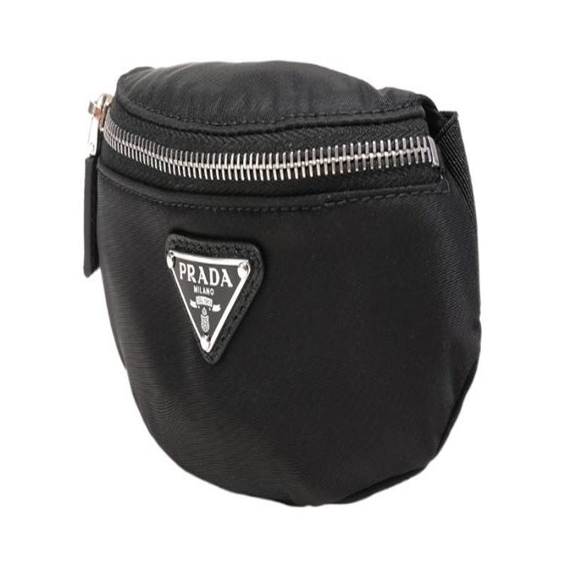 Prada Re-Nylon triangle logo mini wristlet clutch decorative bag coin purse women's black