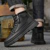 Роскошный бренд Мужские ботильоны Кожаные Мужские Деловые Хлопковые Ботинки Зимние Теплые Снежные Ботинки с Мехом Нескользящие Высокие Рабочие Ботинки