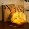 Book Shaped Lamp Foldable Chinese Calligraphy Decor Light DIY Book Lamp for Nightstand Bedside Reading