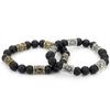 Viking Rune Stone Bead Bracelet with Lava Volcanic Rock