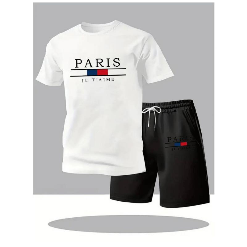 Summer Men's Quick Dry T-Shirts Sets Short Sleeve + Sports Shorts O-Neck Casual Home