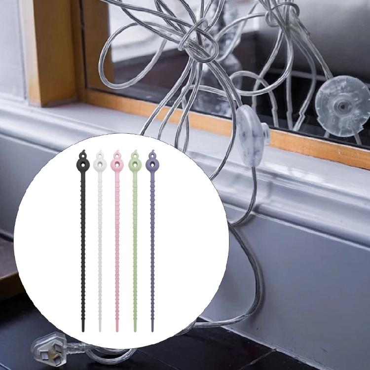 Набор из 5 многоцелевых эластичных силиконовых стяжек для проводов Практичные стяжки для организации кабелей Многоразовые резиновые органайзеры для шнуров