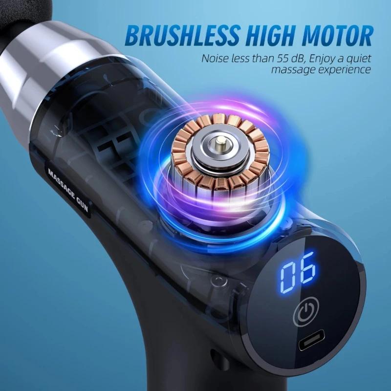 Fitness and Relaxation Muscles, Shoulder and Neck Electric Multi Head Massage, Portable Mini Six Speed Touchscreen Fascia Gun