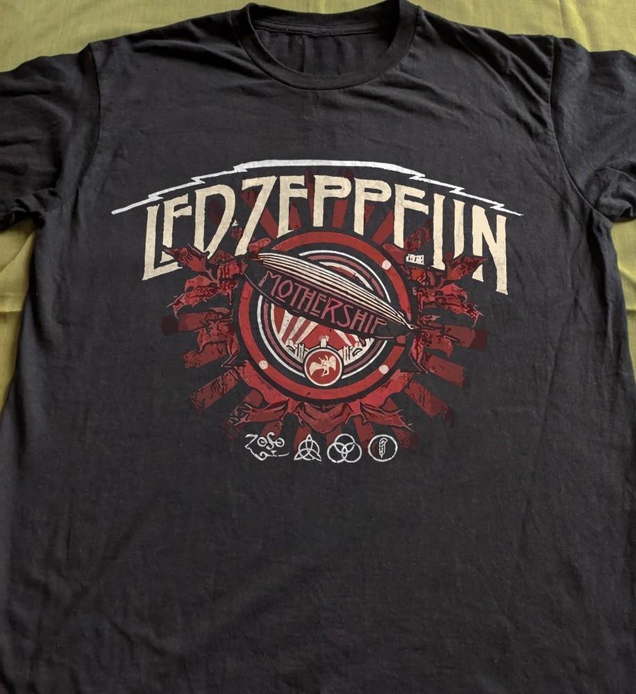 Редкая футболка Led Zeppelin Mothership Унисекс Черная хлопковая футболка Размер S-5XL
