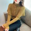 Женский свитер с полуводолазкой, топ с длинными рукавами, костюм из двух частей с шалью, осень-зима 2023 года, новый свитер в стиле вестерн с перекрученным низом